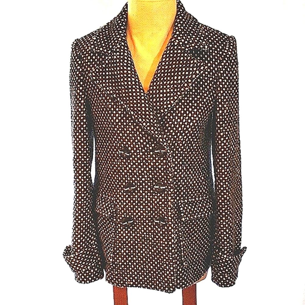 Alice + Olivia Wool Tweed Jacket Peacoat Sz M Black White SPARKLE Glam was $698